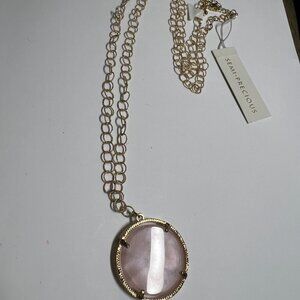 Semi Precious Pink Stone 29 1/2" Necklace